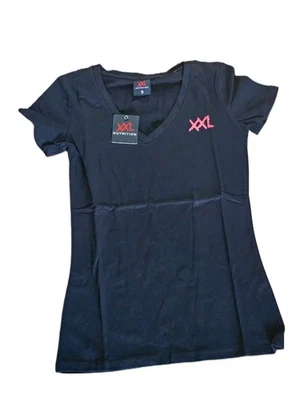 (004)XXL Nutrition Damen Stretch Shirt | Schwarz Gr. S | Fitness T-Shirt V-Neck - Bild 1 von 4