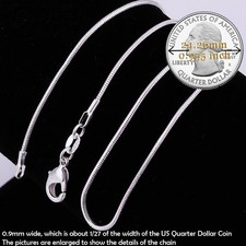 Real 925 Sterling Silver Hypo-allergenic 18inch 0.9mm Thin Snake Chain Necklace