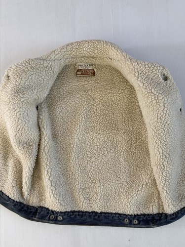 VINTAGE Sears Roebuck Vest Mens Medium Dark Wash Denim Sherpa Lined USA Made - Picture 4 of 8