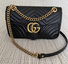 Gucci GG Marmont Flap Black Leather Medium Bag 100% Authentic Great Condition