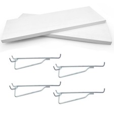 2 Pack White Pegboard Shelves, 1/4 inch Peg Board Organizer Accessories, Shel...