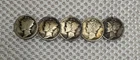 Lot of (5), Mercury Silver Dimes,Years: 1916 1st Year, 1917, 19’, 36’, 41D’ 90%!