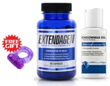 Extendagen (60ct) & Endowmax Oil(2oz) Bundle + FREE Gift: Silicone-Ring-Vibrator