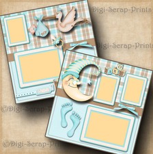 BABY BOY 2 premade scrapbook pages 12x12 layout scrapbook digiscrap A0027