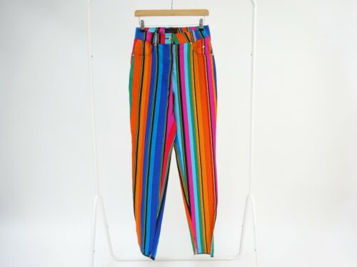 Istante By Versace Vintage 90's Multicoloured Striped Jeans UK6 BNWTS - Picture 1 of 10