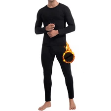 Long Johns Thermal Underwear for Men Soft Fleece Lined Base Layer Top Bottom Set
