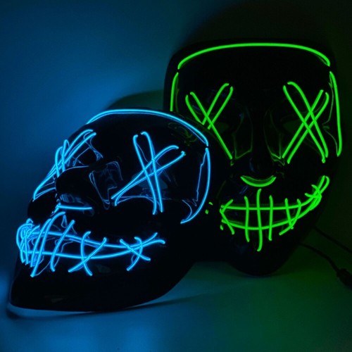 Halloween Masks LED Mask Light Up Purge Glowing Light Costume Cosplay Party - Picture 5 of 19