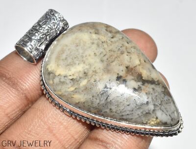 Wave Jasper Gemstone 1.9'' Handmade Pendant 925 Silver Plated U487-D102