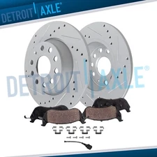 Rear Drilled Brake Rotors and Brake Pads Kit for Audi A3 Quattro VW CC Eos Jetta