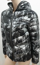 The Kooples Sport Silver & Black Down Filled Hooded Quilted Puffer Jacket S