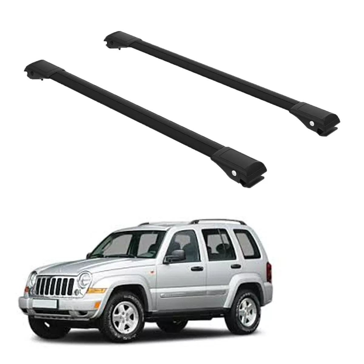 Roof Rack Cross Bars Set to fit Jeep Cherokee KJ 2001 2007 Black