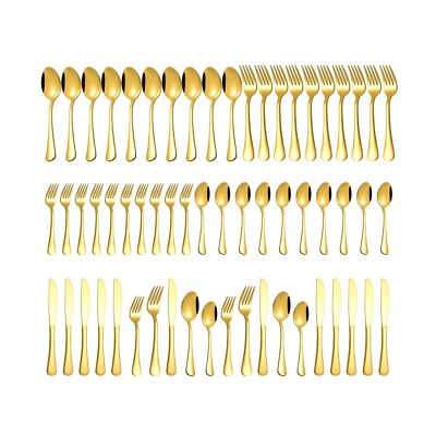 Gold Silverware Set for 12, Compralo 60 Pieces Stainless Steel Shiny Gold Fla...