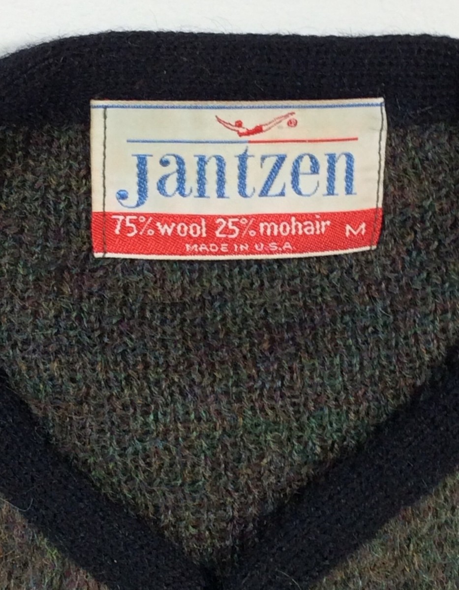 Vintage JANTZEN 1950s 1960s Men's Mohair Cardigan Sweater Size
