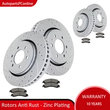 Front Rear Drilled Slotted Brake Rotors Pads Kit for Ford F-150 Brakes Pad Rotor
