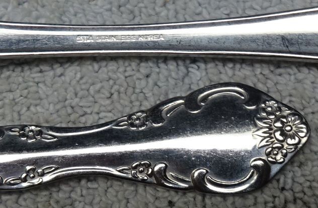 * Vintage - ESTIA - Stainless Flatware - SALAD SET - Pretty FLOWERED Pattern **