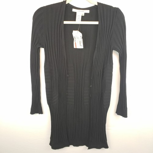 Studio M Long Sleeve Black Long Cardigan Size S SMALL NEW - Picture 2 of 7