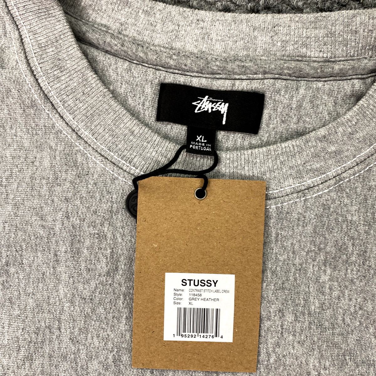 Stussy Contrast Stitch Label Crew Mens XL Grey Heather Stussy Contrast Stitch Label Crew Mens XL Grey Heather