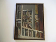 JP MID CENTURY PAINTING AMERICAN REGIONALISM WPA URBAN EXPRESSIONISM ROOF TOPS