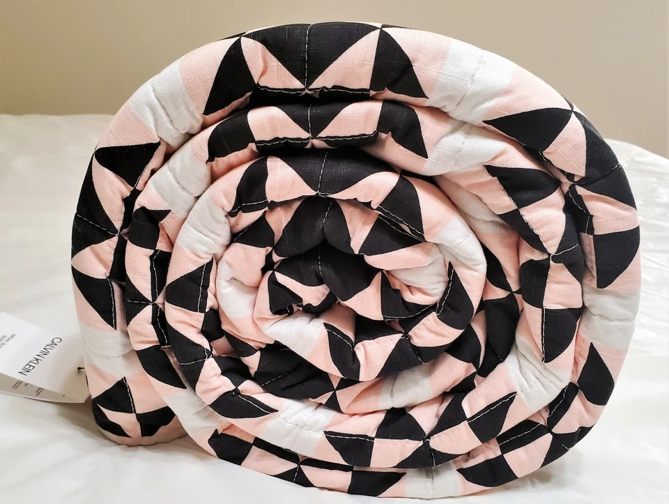 Edredón Edredón Calvin Klein Queen Abigail Algodón Geométrico Estrella Negro Rosa Foto 2 de 4