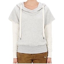 NSF / Kip Grey  Cream terry Layered Sweatshirt Pullover Hoodie sweater small S