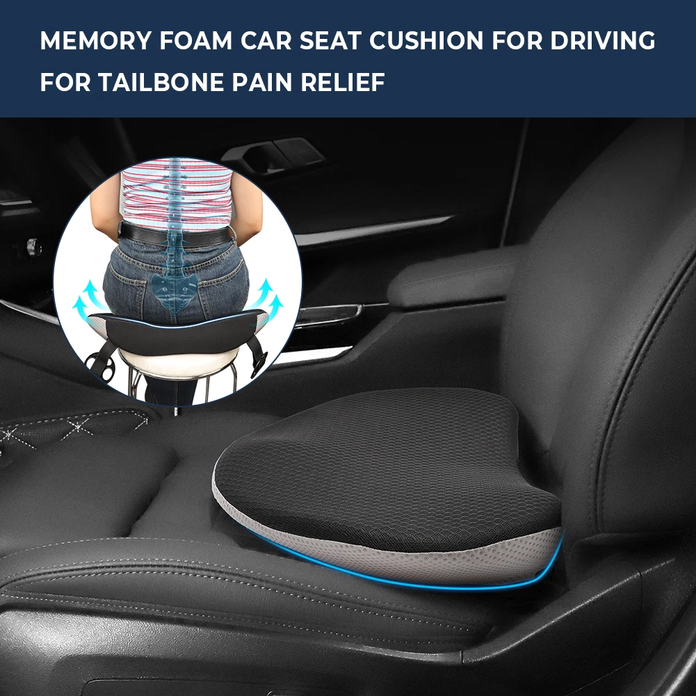 Memory Foam Car Seat Cushion Pad Sciatica & Lower Back Pain Relief