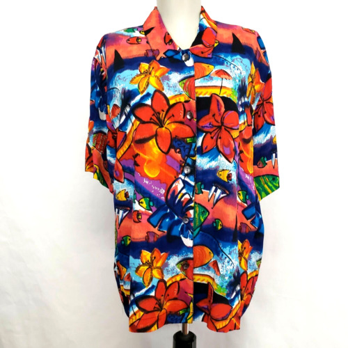 Chicos Design Hawaiian Shirt Short sleeve Womens … - image 1