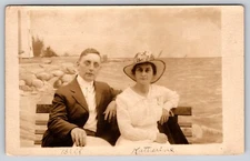 Postcard RPPC Husband and Wife before Wedding Real Photo Bill and Katherine