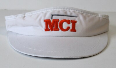 Vintage MCI Communications Visor Hat White Adjustable Strap 