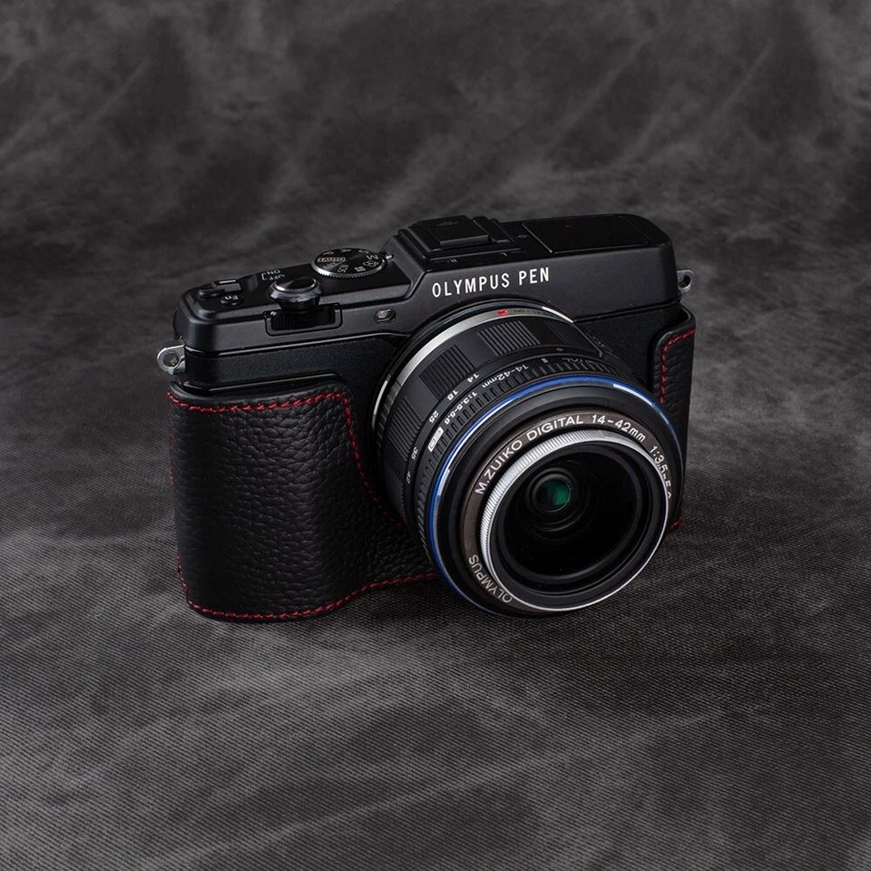 For Olympus E-P5 EP5 New Handmade Real Leather Half Camera Case Bag Cover - Image 2 of 4