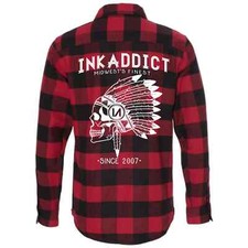 Brandneu InkAddict Chief Flanell Rot/Schwarz SMALL-2XLARGE Hergestellt IN USA