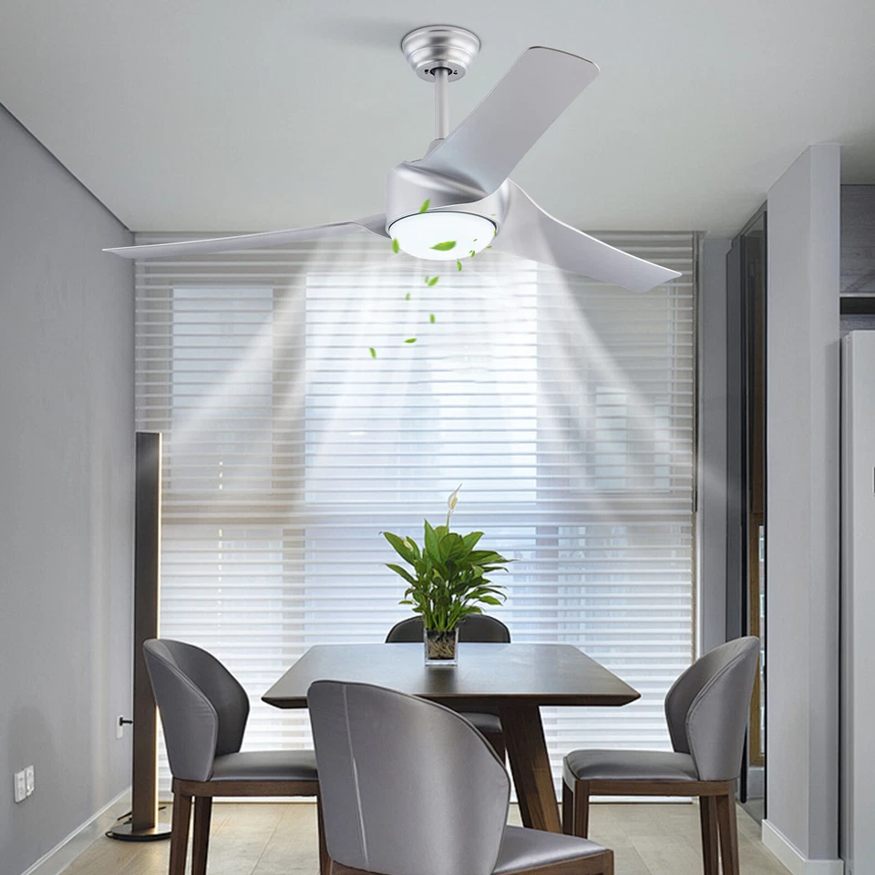 52 Inch Modern Ceiling Fan Light Silver Ceiling Fan Light With Remote Control - Image 2 of 4