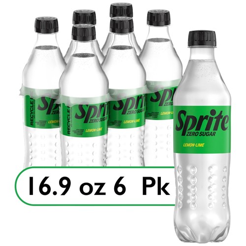Sprite Zero Sugar Lemon Lime Soda Soft Drink 16.9 fl oz 6 Pack Bottle Limited