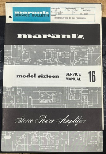 Vintage Original Marantz 16 Service Manual/Bulletin/Addendum - KEINE KOPIE