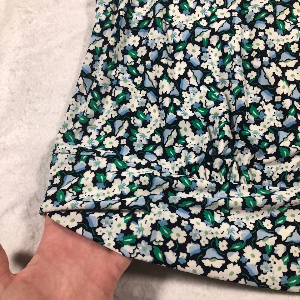 Blusa Karl Lagerfeld Mujer Talla L Azul Negra Floral Manga Corta Elastizada Foto 4 de 4