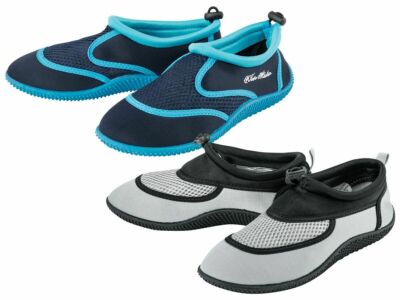 Pepperts Aquaschuhe Kinder Jungen Strandschuhe Beach Grau Blau mit Kordelzug Neu