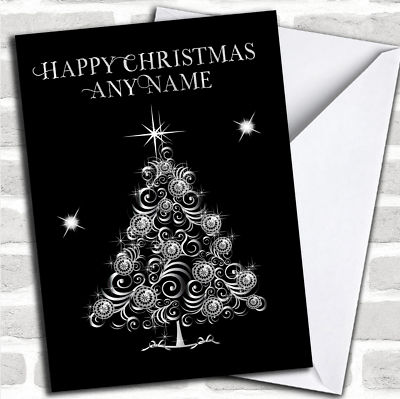 Silber Twinkly Tree Weihnachten personalisierte Karte