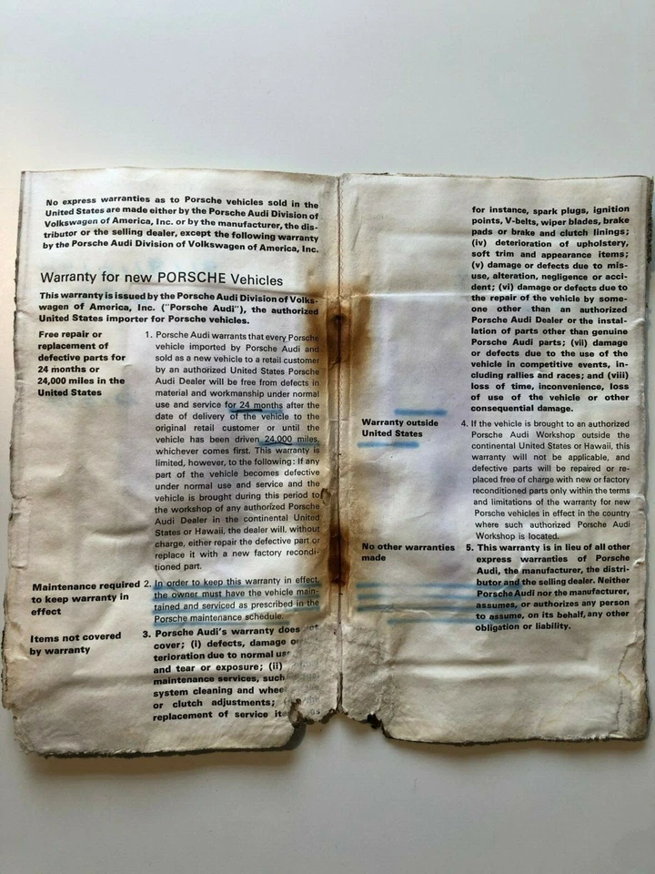 Porsche 911 Maintenance record for USA Service/Scheckheft 1972 VIN 9113110185 - Bild 3 von 4