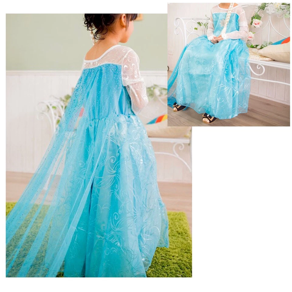 Frozen Vestito Carnevale Elsa 2-12 Y anni - Dress up Elsa Costumes 789007BE-11 S - Immagine 4 di 4
