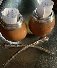 2 Mate Gourds Yerba Tea With 2 Straws Bombilla Cups Yerba Infusion Kits
