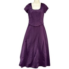 RM Richards Formal Gown Dress Purple Short Sleeve Floor Length Bridesmaid Sz 7/8
