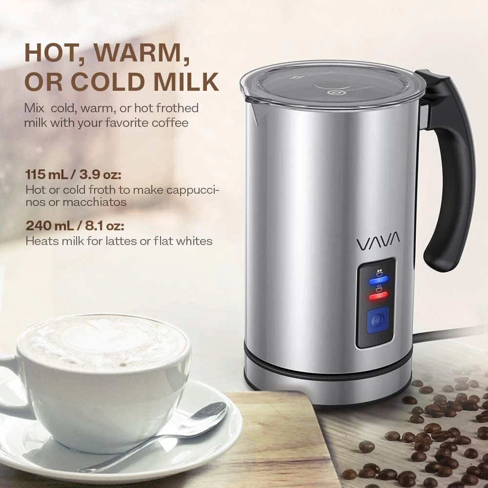 VAVA Electric Milk Frother Steamer Maker Stainless Steel for Hot And Cold Milk