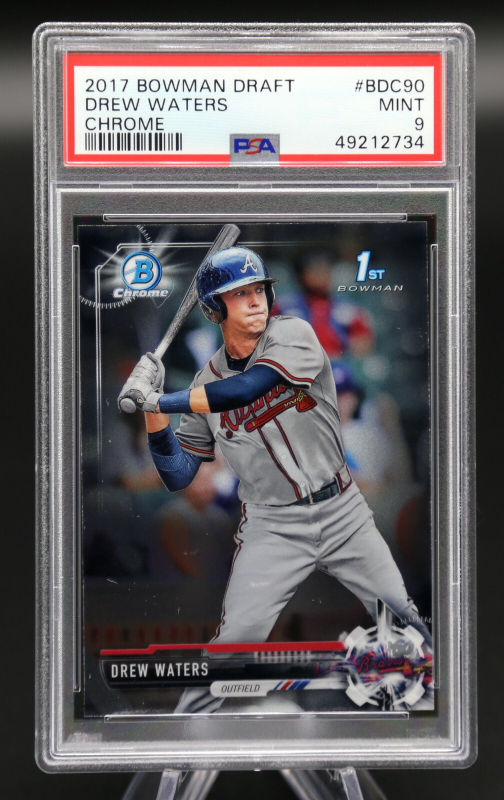 2017 Bowman Draft Chrome DREW WATERS #BDC90 PSA 9 MINT 1st Bowman Atlanta Braves