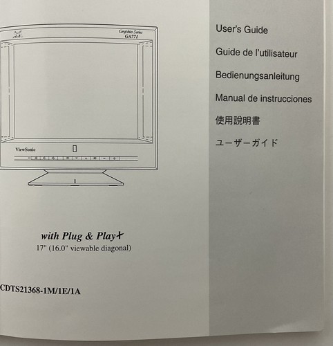 ViewSonic GA771 Color Monitor Installation Manual & Disk ElectronicsRecycledCom - Picture 9 of 10