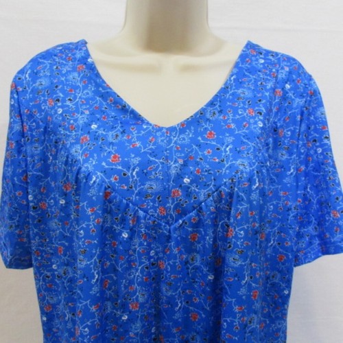 Camicia blu floreale XL scollo a V manica corta comoda moda - Foto 2 di 6
