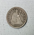 1888-S Seated Liberty Quarter, Good Details, Damaged & Cleaned