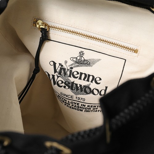 Vivienne Westwood Backpack Women's Canvas Rucksack Bag Metal Orb Bag N401/BLACK - Picture 3 of 9