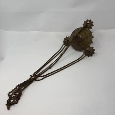 Antique Cast Iron Hanging Oil Kerosene Lamp Chandelier Canopy 3 Chain Motor