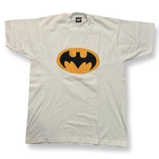 1980s Vintage Batman Yellow Black Logo White T-Shirt Men’s XL Best Screen Stars
