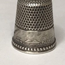 Antique Ketcham & McDougall Sterling Silver Thimble “LANDSCAPE” C1880s SIZE12