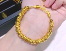 24K Pure Gold Plain Band Beads Bracelet, 999 Gold Plain Band Beads Bracelet